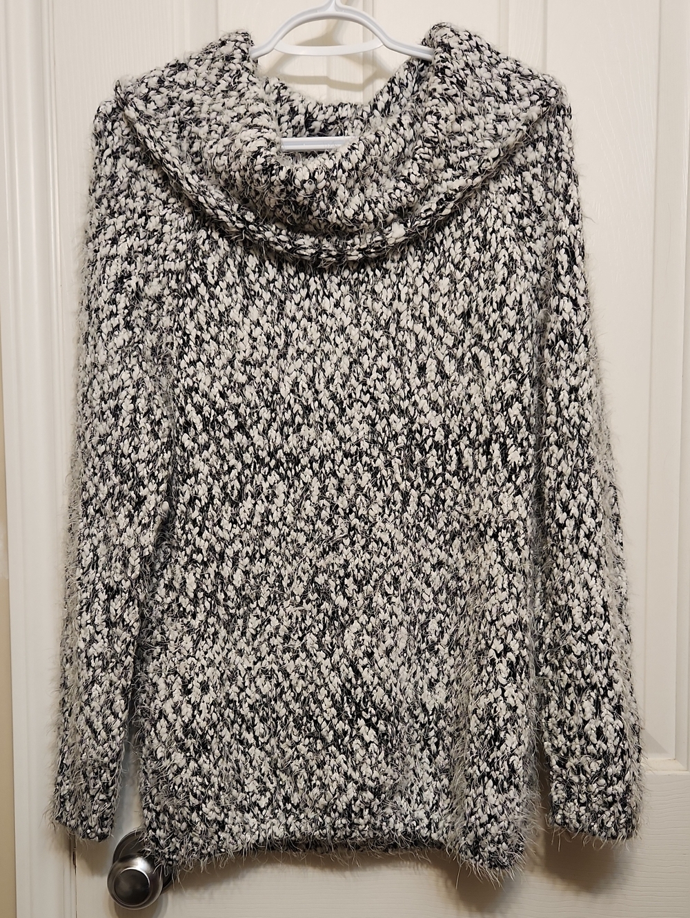 Buffalo David Bitton Black & White Marled Cowl Neck Sweater